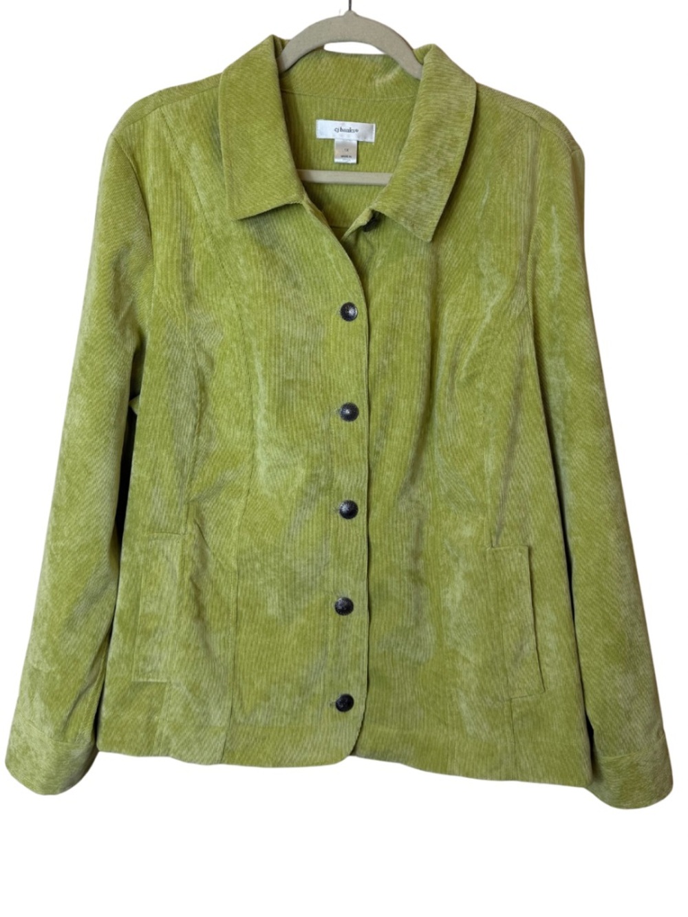 CJ Banks | Green Corduroy Button-Front Jacket | Size 1X | EUC | Fall Lightweight